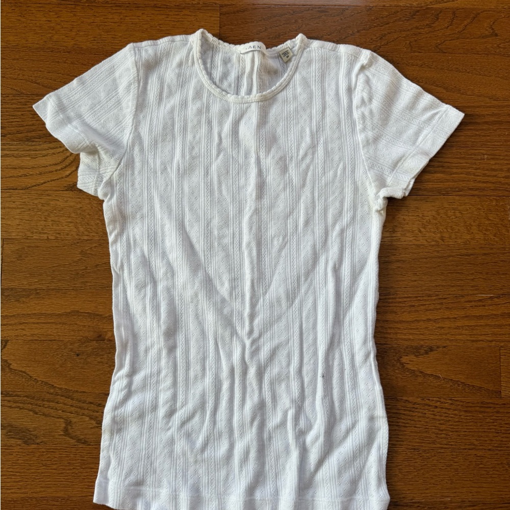 Doen white pointelle t shirt